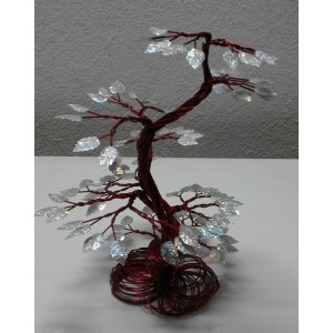 Albero stile bonsai porta fortuna  con foglie argentate (artigianale)