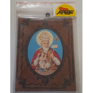 Santino -Parrocchia di  SAN BIAGIO - Torrile (PR) - in pelle incisa da appendere