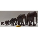 Famiglia ELEFANTI  in legno / 5 pezzi  - artigianato Africano