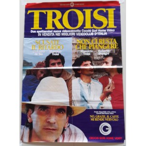Massimo TROISI  / Poster  bifacciale  nuovo  promo   (68,0   X 48,0 cm.  circa)