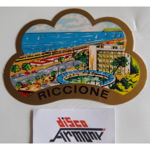 RICCIONE  - Adesivo  sagomato  VINTAGE  originale  da collezione   come da foto 