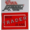 TRADER   Blue Jeans  -  Adesivo vintage  collezione    NUOVO  8,0 X 5,0   cm