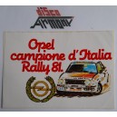 OPEL campione d' Italia  Rally 81    Adesivo  VINTAGE   originale   17,0 X 12,0