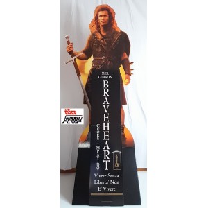 BRAVEHEART   Cartello bifacciale sagomato da terra  promo del film in VHS  USATO