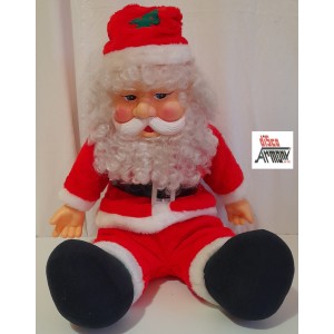 BABBO NATALE   Pupazzo seduto  con suoneria  e  lucine nel cappello  /  USATO
