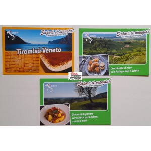 3 Cartoline  COOP  "Sapori, si mangia! " Veneto (con ricette sul retro / nuove )