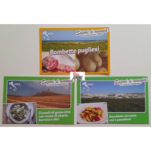 3 Cartoline  COOP  "Sapori, si mangia! " Puglia -  con ricette sul retro/ nuove