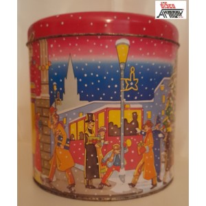 Scatola Latta  PANETTONE CLASSICO BATTISTERO  a tema  Natalizio  vuota - vintage