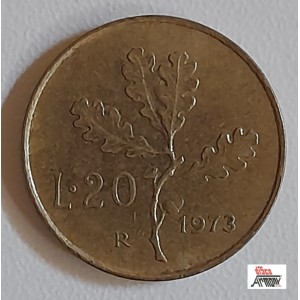 Moneta  da Lire 20 del 1973 - REPUBBLICA ITALIANA  (Ramo di Quercia/ Circolata)