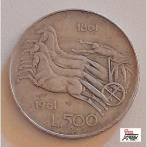 Moneta da Lire 500 -  1861- 1961 - REPUBBLICA ITALIANA  (Centenario /Circolata)