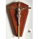 CROCEFISSO MAGNETICO  per cruscotto auto  anni '60 / 7,0 x 4 ,5    base in legno