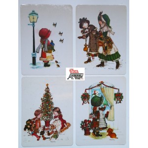 STAMPE AUTOADESIVE  di NATALE   4 pezzi  - per vetri  23 X 17 cm - Nuove Vintage