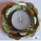 PORTA TEALIGHT  a  FIORE in metallo  con  glitter  e candela    ( Usato)