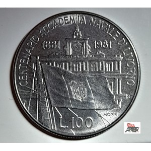 Moneta  da Lire 100 del  CENTENARIO  ACCADEMIA  NAVALE  di  LIVORNO  1881-1981