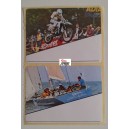 2 Figurine   Adesive  sportive - Yacht  AZZURRA  - motocrossista    /  VINTAGE