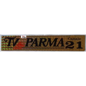 TV PARMA  Canale 21  -  adesivo olografico  originale  anno '70  / 19,5 X 3,5 cm