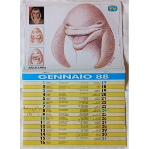 Calendario  "SORRISI & CANZONI Tv"  1988  caricature personaggi  di  spettacolo