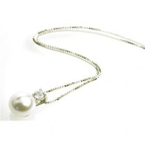 COLLANA   con perla di color bianco e zirconi